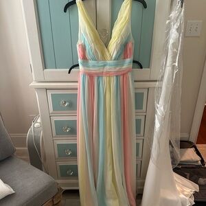 Multicolor V-Neck Maxi Dress